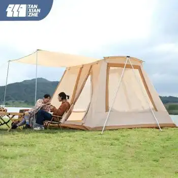 户外轻奢精致露营专业野营加厚防暴雨野外大型天幕帐春日帐篷豪华款