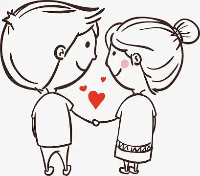 插画风手绘牵手的情侣