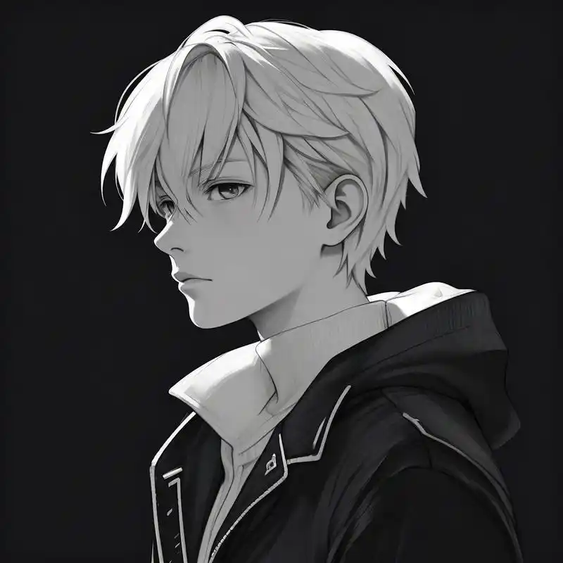 男生黑白素描侧脸头像,氛围感拉满9699