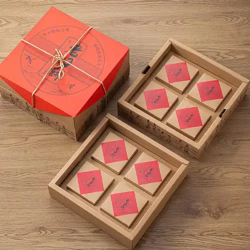 中秋盒子传统老式大月月饼礼盒高档牛皮纸礼品中秋礼品包装