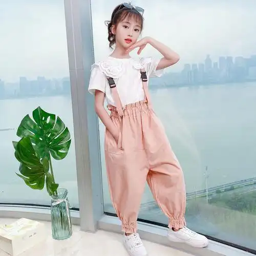 小姑娘短袖裤子吊带休闲衣服6女孩9岁童装7女套装
