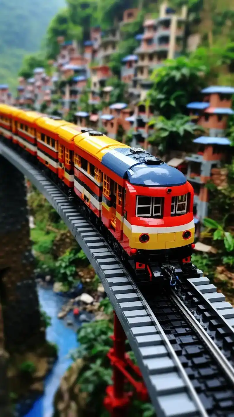 穿梭在山间的乐高火车#微缩场景 #视觉冲击 #铁道迷 - 抖音