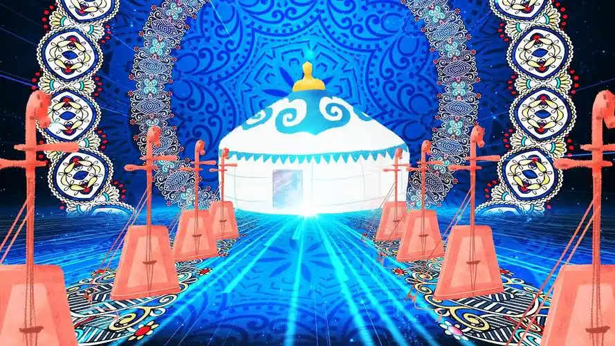 4k民族风蒙古包马头琴歌舞背景民族舞蹈背景