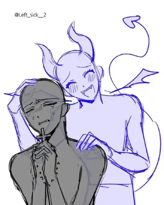 双人模板素材:恶魔与天使.#板绘 #绘画 #插画 #二次元绘 - 抖音