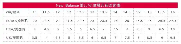 小孩子新百伦欧码23.5码等于大陆鞋码多少