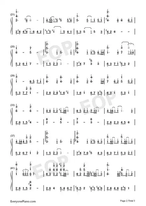 第一次-韩剧《冬日恋歌》插曲-eop教学曲双手简谱预览2-钢琴谱文件