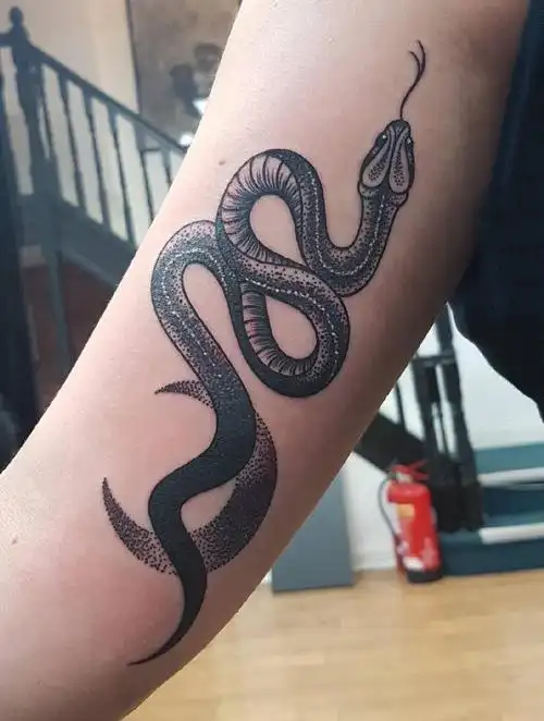 手臂纹身图片男生手臂上黑色的蛇纹身图片